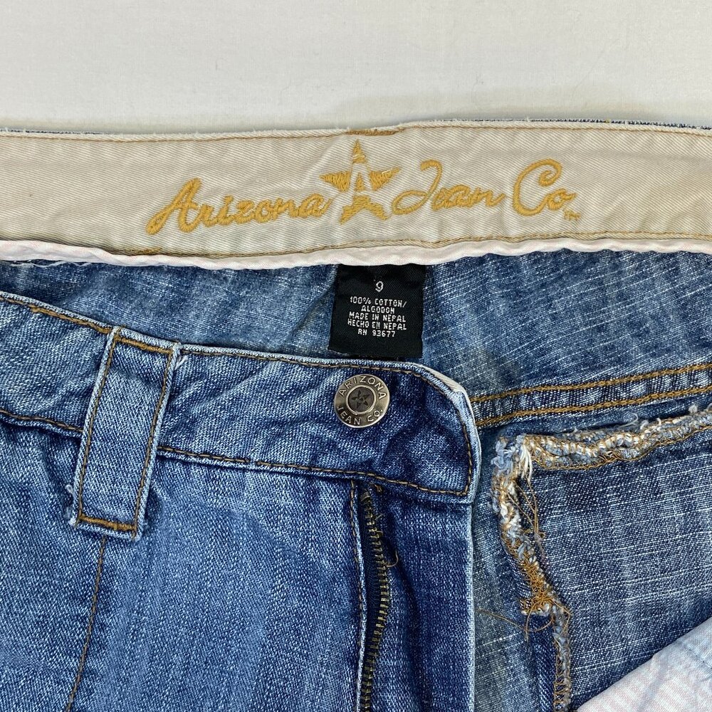 Arizona Jean Co Patch Pocket Flare Jeans 9 Medium Wash Retro 70s Style Denim - Picture 12 of 13
